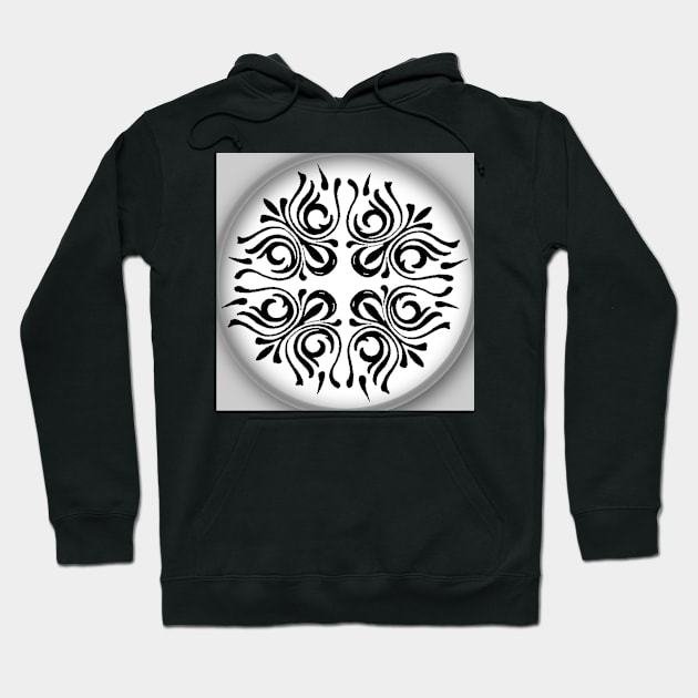 Black and white ornament Hoodie by piksimp